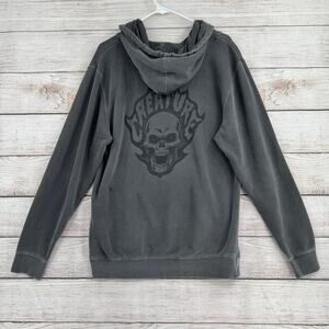 Creature Skateboards Flaming Bonehead Hoodie Sweatshirt Adult Medium Gray